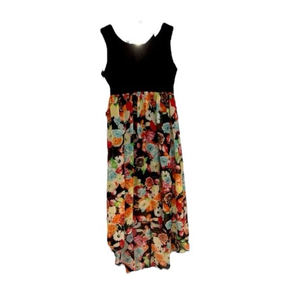 LA CONDUCT | Girls Black High Low Multi Colored Floral Party Church Summ… - Picture 1 of 7